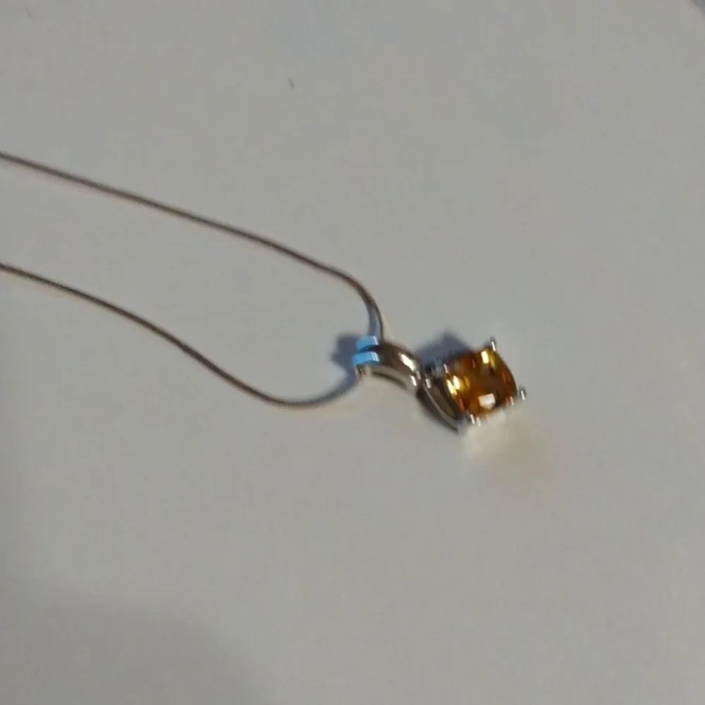 Stamped .925 Italian Necklace with Citrine Pendant